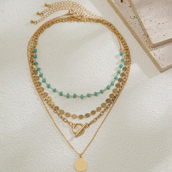 Women's E4-ot Layered Boho Necklaces Cowgirl Jewellery Accessories Outfits - Picture 5 of 9